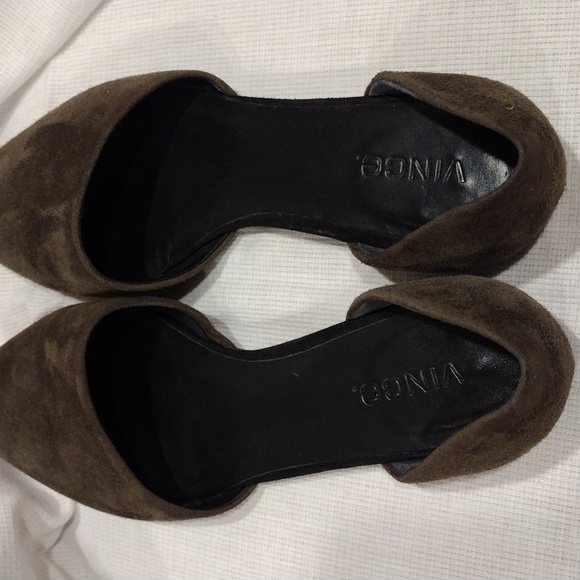 Vince Dark Green Nina D'orsay Suede Flats Women's Sz 7.5-Casual Academia Career - Picture 4 of 10
